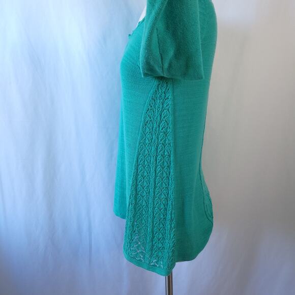 Anthropologie Sparrow Teal Blue Knit Scoop Neck Sweater Lightweight Size Small - Picture 4 of 9